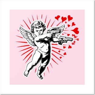 Spreading Love Cupid Cherub Shooting Hearts from Valentine's  Guns Posters and Art